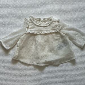Baby Gap Baby Girl Blouse 0-3 M Swiss Dot Long Sleeve Top with Ruffles